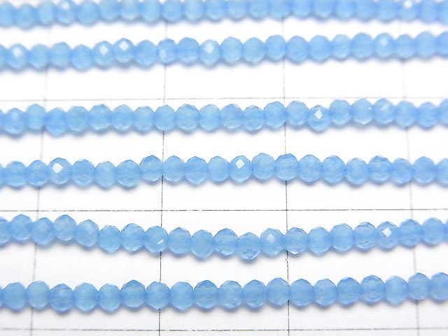 [Video]High Quality! Blue color Jade Faceted Round 2mm 1strand beads (aprx.12inch/30cm)