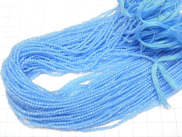 [Video]High Quality! Blue color Jade Faceted Round 2mm 1strand beads (aprx.12inch/30cm)