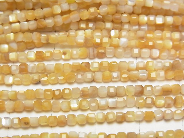 [Video] High Quality! Yellow Shell AAA Cube Shape 2x2x2mm 1strand beads (aprx.15inch/38cm)