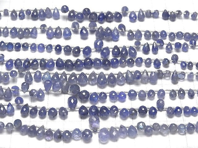 [Video]High Quality Tanzanite AA++ Drop Faceted Briolette half or 1strand beads (aprx.7inch/18cm)