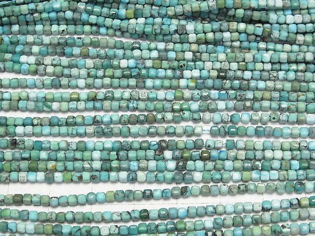 [Video] High Quality! Turquoise AA++ Cube Shape 2x2x2mm 1strand beads (aprx.15inch/38cm)