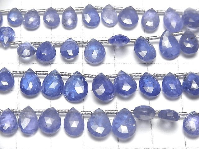 [Video]High Quality Tanzanite AAA- Pear shape Faceted Briolette half or 1strand beads (aprx.7inch/18cm)