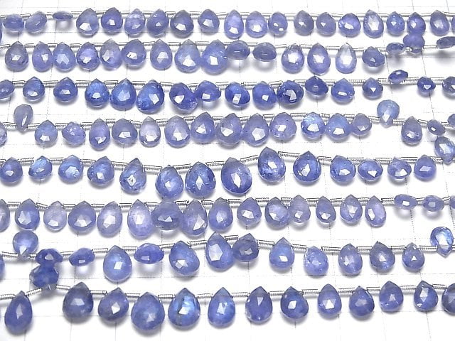 [Video]High Quality Tanzanite AAA- Pear shape Faceted Briolette half or 1strand beads (aprx.7inch/18cm)