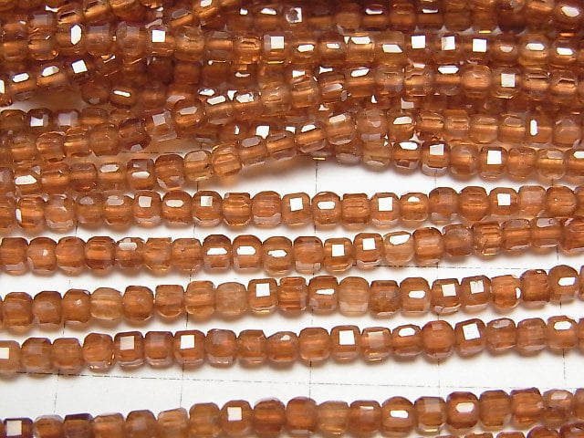 [Video] High Quality! Hessonite Garnet AAA Cube Shape 2x2x2mm 1strand beads (aprx.15inch/37cm)