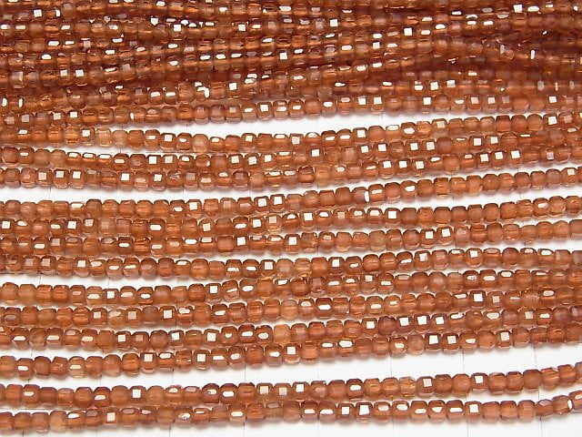 [Video] High Quality! Hessonite Garnet AAA Cube Shape 2x2x2mm 1strand beads (aprx.15inch/37cm)