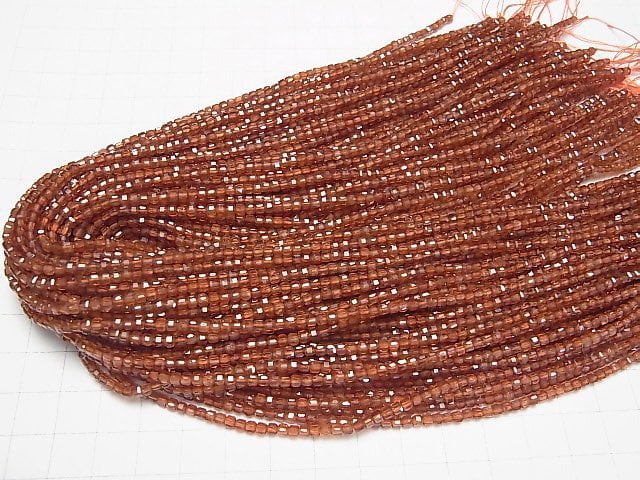 [Video] High Quality! Hessonite Garnet AAA Cube Shape 2x2x2mm 1strand beads (aprx.15inch/37cm)