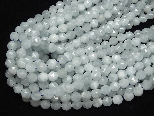 [Video] High Quality! Aquamarine AA+ Star Faceted Round 8mm half or 1strand beads (aprx.15inch/36cm)