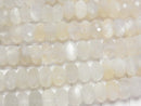 [Video] High Quality! White Moonstone AA++ Faceted Button Rondelle 7x7x4mm half or 1strand beads (aprx.15inch/38cm)