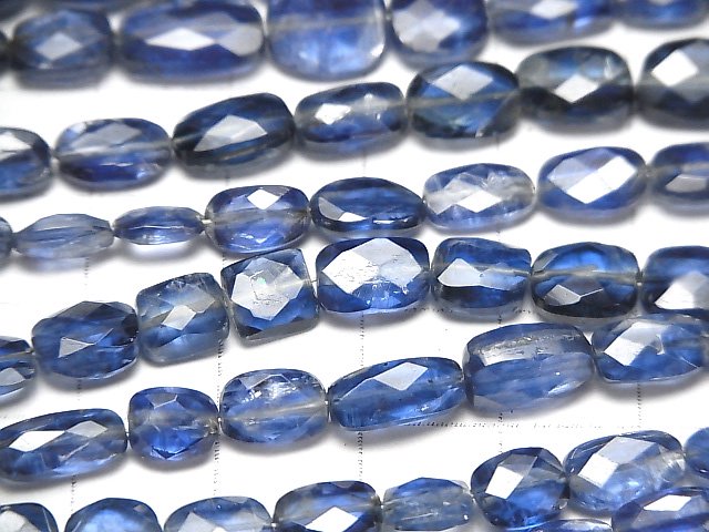 [Video]High Quality Kyanite AA++ Square -Faceted Rectangle [Dark color] 1strand beads (aprx.9inch/23cm)
