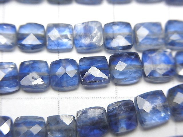 [Video]High Quality Kyanite AA++ Faceted Square 1strand beads (aprx.7inch/18cm)