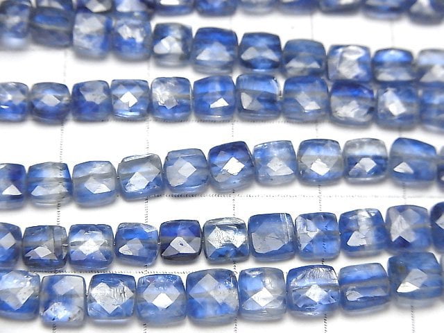 [Video]High Quality Kyanite AA++ Faceted Square 1strand beads (aprx.7inch/18cm)