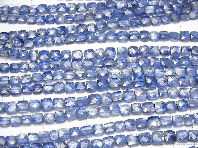 [Video]High Quality Kyanite AA++ Faceted Square 1strand beads (aprx.7inch/18cm)