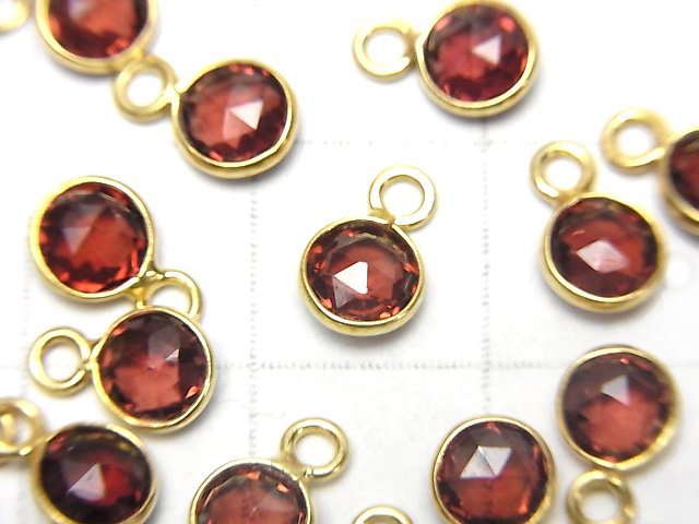 [Video] High Quality Mozambique Garnet AAA Bezel Setting Round 6x6mm Rose Cut [One Side] 18KGP 4pcs