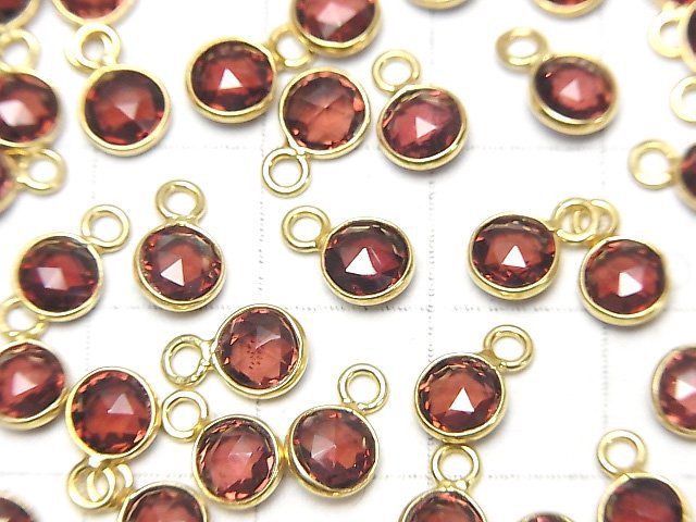 [Video] High Quality Mozambique Garnet AAA Bezel Setting Round 6x6mm Rose Cut [One Side] 18KGP 4pcs