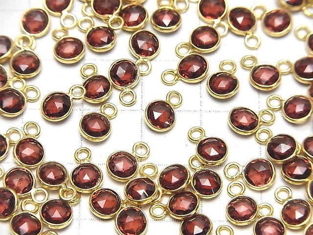 [Video] High Quality Mozambique Garnet AAA Bezel Setting Round 6x6mm Rose Cut [One Side] 18KGP 4pcs