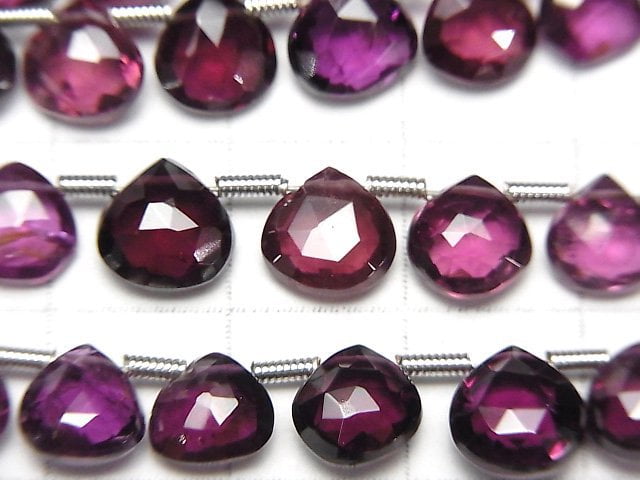 [Video]High Quality Rhodolite Garnet AAA- Chestnut Faceted Briolette half or 1strand beads (aprx.7inch/18cm)