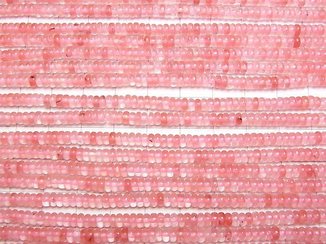 [Video]Cherry Quartz Glass Rondelle 4x4x2mm 1strand beads (aprx.15inch/37cm)