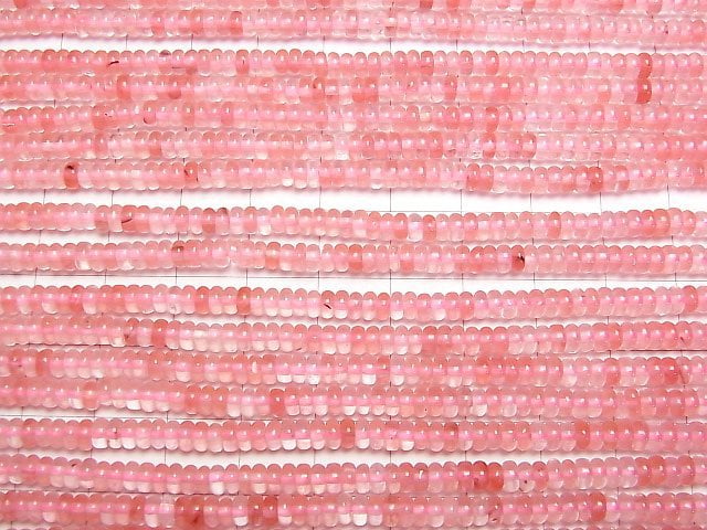 [Video]Cherry Quartz Glass Roundel 4x4x2mm 1strand beads (aprx.15inch/37cm)