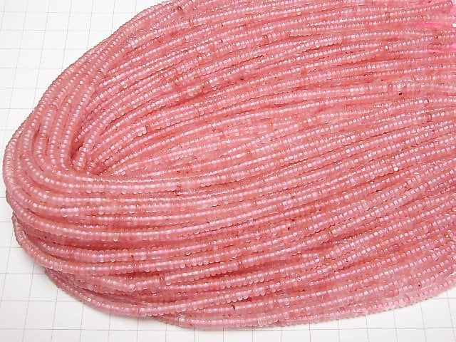 [Video]Cherry Quartz Glass Rondelle 4x4x2mm 1strand beads (aprx.15inch/37cm)