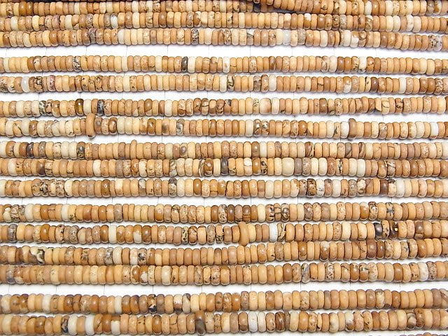 [Video] Picture Jasper Rondelle 4x4x2mm 1strand beads (aprx.15inch/37cm)