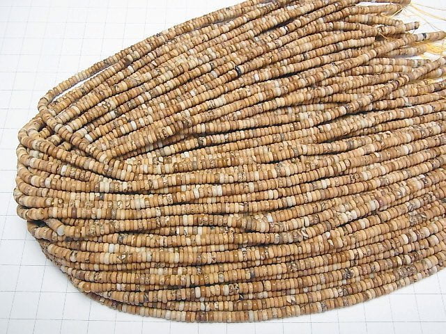 [Video] Picture Jasper Roundel 4x4x2mm 1strand beads (aprx.15inch/37cm)