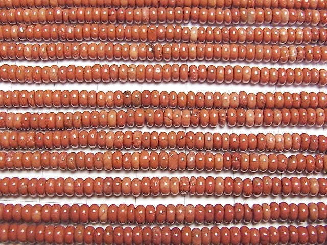 [Video] Red Jasper Roundel 4x4x2mm 1strand beads (aprx.15inch/37cm)