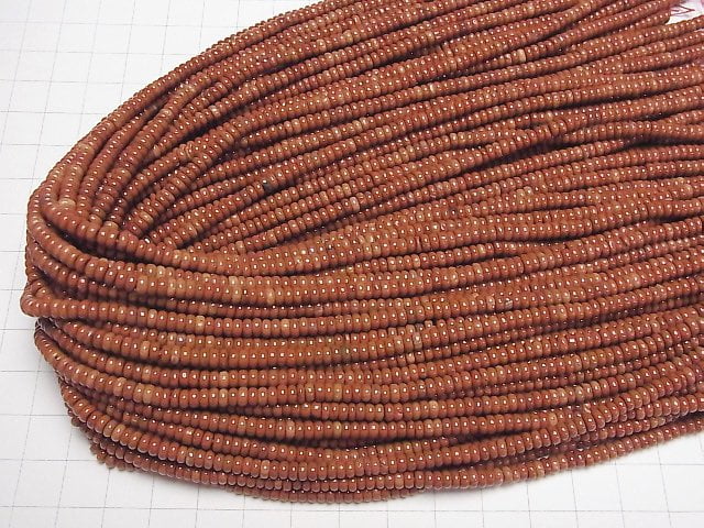 [Video] Red Jasper Rondelle 4x4x2mm 1strand beads (aprx.15inch/37cm)