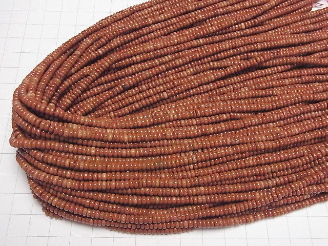 [Video] Red Jasper Roundel 4x4x2mm 1strand beads (aprx.15inch/37cm)