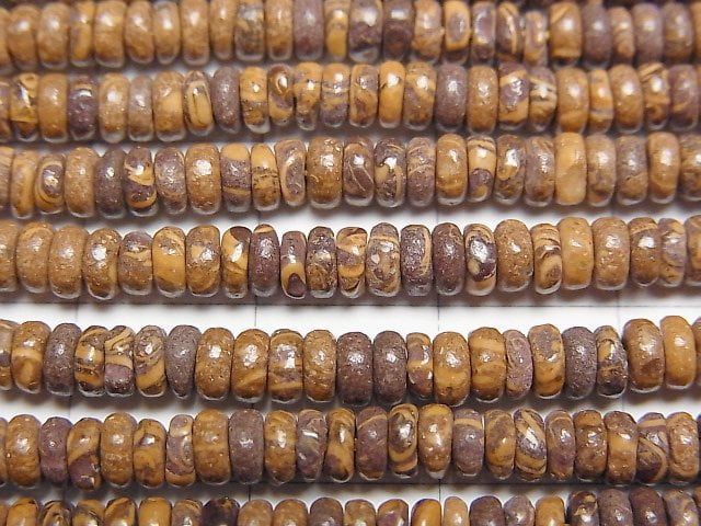 [Video] Elephant skin Jasper Roundel 4x4x2mm 1strand beads (aprx.15inch/37cm)