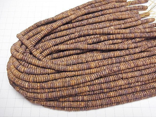 [Video] Elephant skin Jasper Roundel 6x6x2mm 1strand beads (aprx.15inch/37cm)