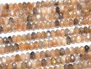 [Video]High Quality! Silver & Golden Sheen Brown Moonstone AA++ Faceted Button Rondelle 7x7x4mm half or 1strand beads (aprx.15inch/38cm)