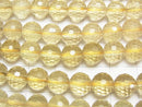 [Video]High Quality! Lemon Quartz AAA- 128Faceted Round 8mm half or 1strand beads (aprx.15inch/37cm)