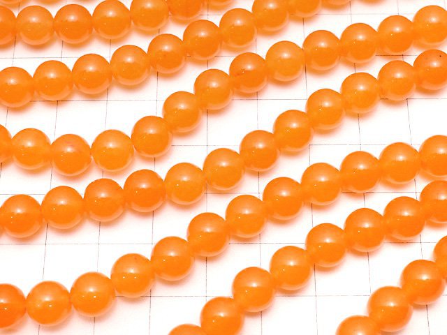 Orange Jade Round 8mm 1strand beads (aprx.15inch/36cm)