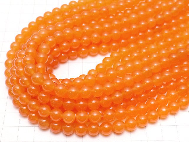 Orange Jade Round 8mm 1strand beads (aprx.15inch/36cm)