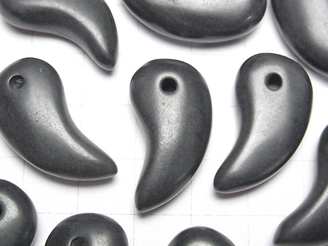 [Video] Hokkaido Black Silica Comma Shaped Bead 28x15x8mm 1pc