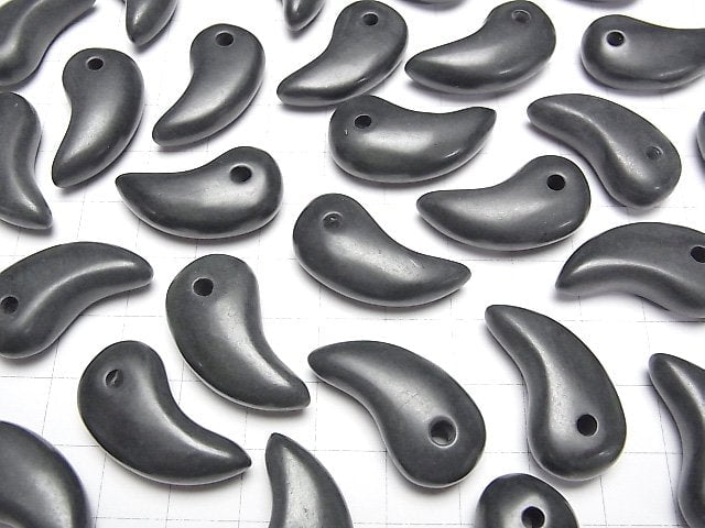 [Video] Hokkaido Black Silica Comma Shaped Bead 28x15x8mm 1pc