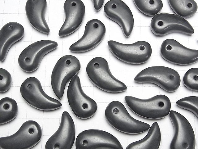 [Video] Hokkaido Black Silica Comma Shaped Bead 28x15x8mm 1pc