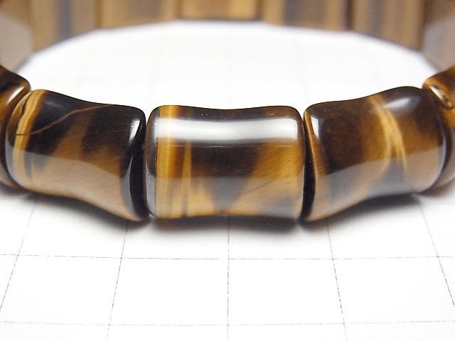 [Video] Yellow Tiger's Eye AAA- 2 Hole Bamboo 15x13x6mm Bracelet