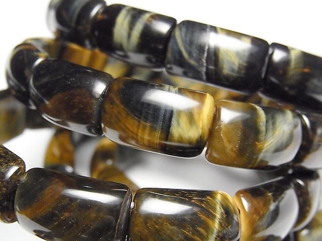 [Video] Mix Tiger's Eye AAA - 2-hole Rectangle 16x10x6mm 1-strand (Bangle Bracelet)