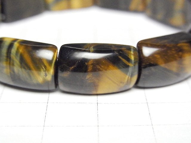 [Video]Natural color Green Tiger's Eye AAA- 2 hole Rectangle 16x10x6mm Bracelet