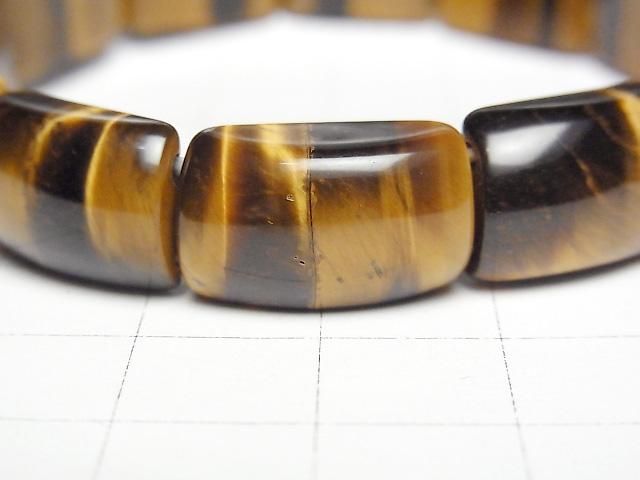 [Video] Yellow Tiger's Eye AAA - 2-hole Rectangle 16x10x6mm 1-strand (Bangle Bracelet)