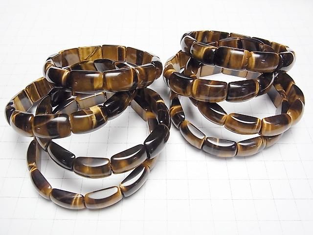 [Video] Yellow Tiger's Eye AAA - 2-hole Rectangle 16x10x6mm 1-strand (Bangle Bracelet)