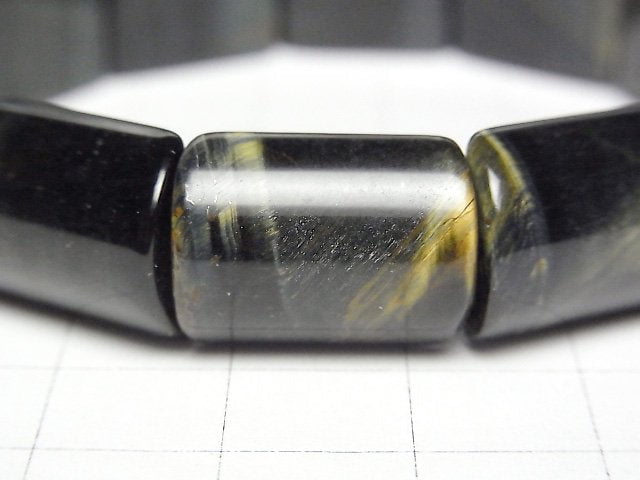 [Video]Natural color Blue Tiger's Eye AAA- 2 hole Rectangle 17x13x6mm Bracelet