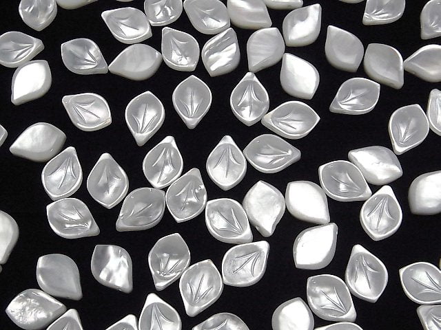 [Video] High Quality White Shell (Silver-lip Oyster) AAA Flower (Petal) 12x8mm 2pcs