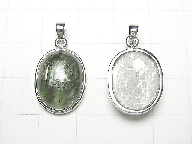 [Video] Green Kyanite AAA Oval Pendant 17x13x6mm Silver925 1pc