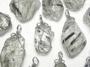 [Video] Actinolite in Quartz AA++ Roughlock Nugget Pendant Wire Frame 1pc