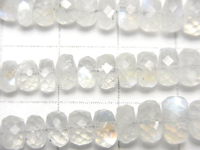 [Video]High Quality! Rainbow Moonstone AAA- Faceted Button Roundel half or 1strand beads (aprx.7inch/18cm)