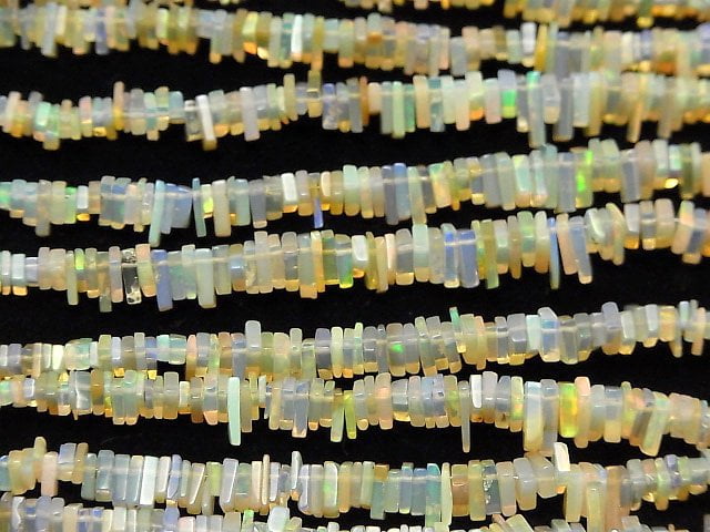 [Video] Ethiopian Opal AA+ Rectangle Rondelle (disc) half or 1strand beads (aprx.7inch/18cm)
