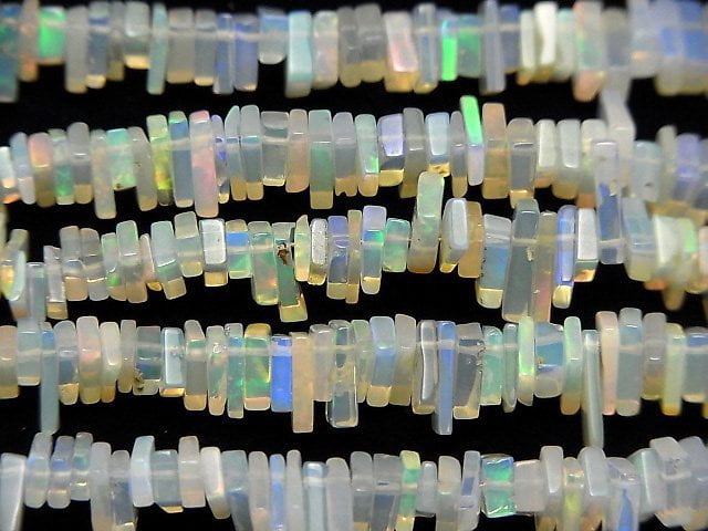 [Video] Ethiopian Opal AA+ Rectangle Rondelle (disc) half or 1strand beads (aprx.7inch/18cm)