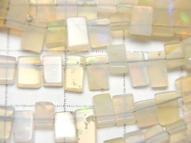 [Video] Ethiopian Opal AA+ Rectangle Top Side Drilled Hole half or 1strand beads (aprx.15inch/38cm)